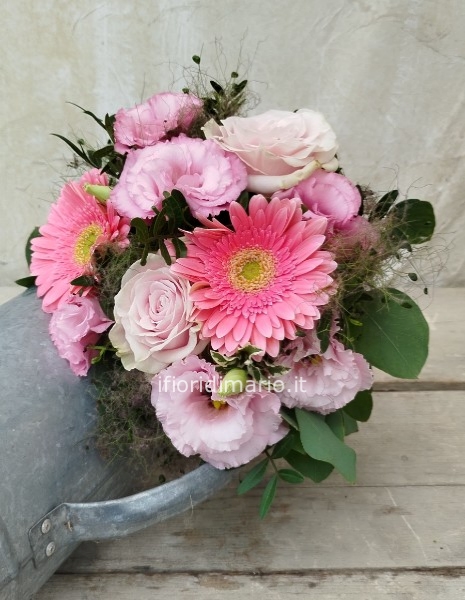 bouquet mix- tonalità rosa- gerbere-rose