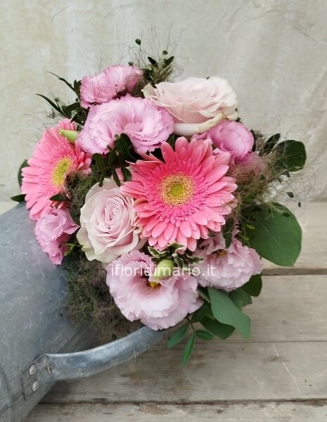 bouquet mix- tonalità rosa- gerbere-rose