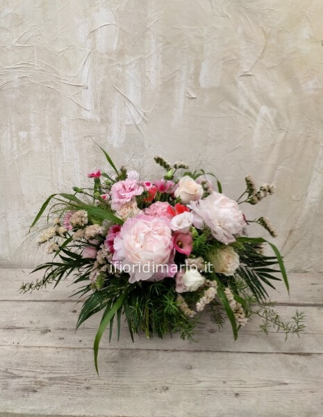 BOUQUET PEONIE-ROSE-GODETHIA.ETC